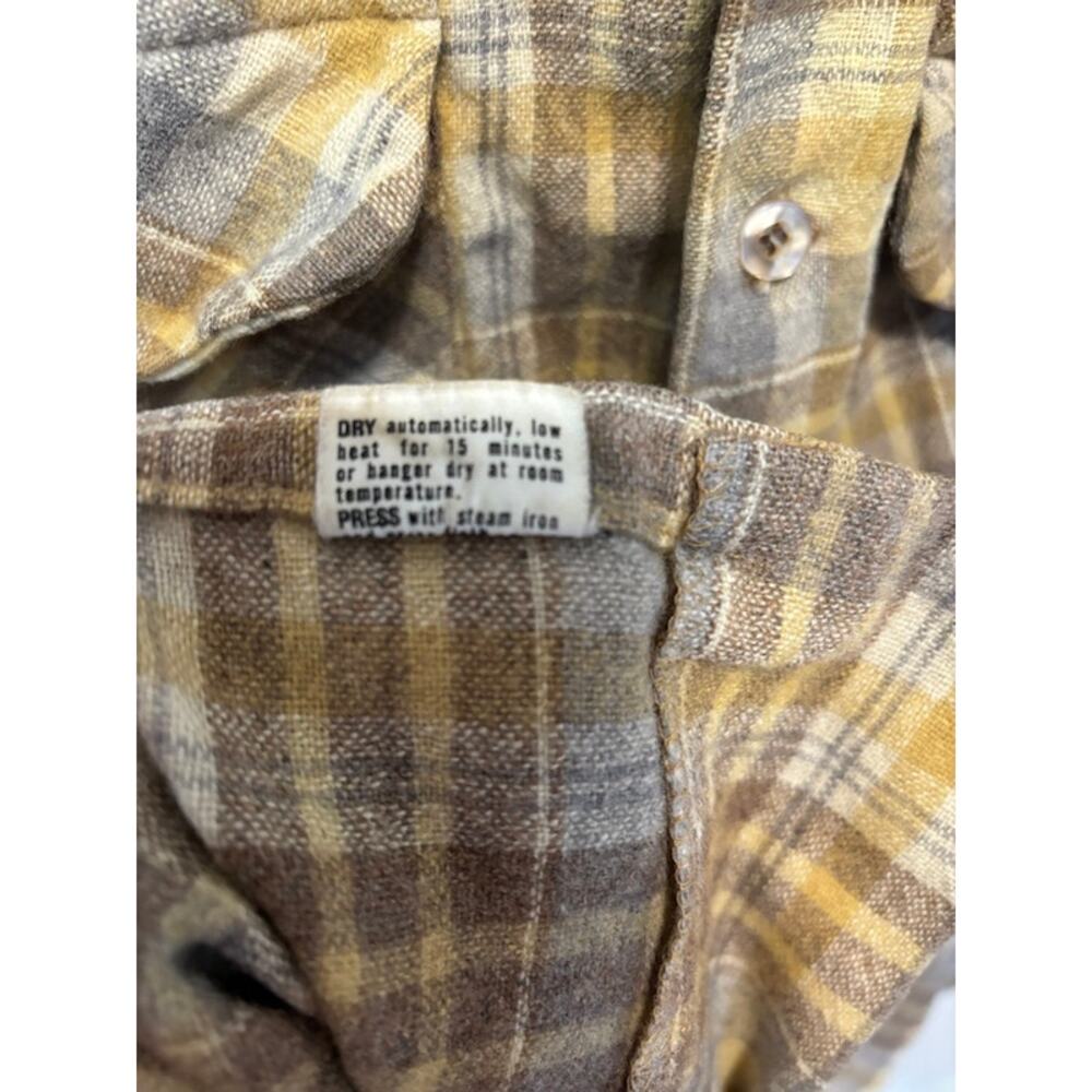 Vintage Pendleton Wool Board Flannel brown Plaid Flap Pockets. Unique Sz m - Picture 5 of 10